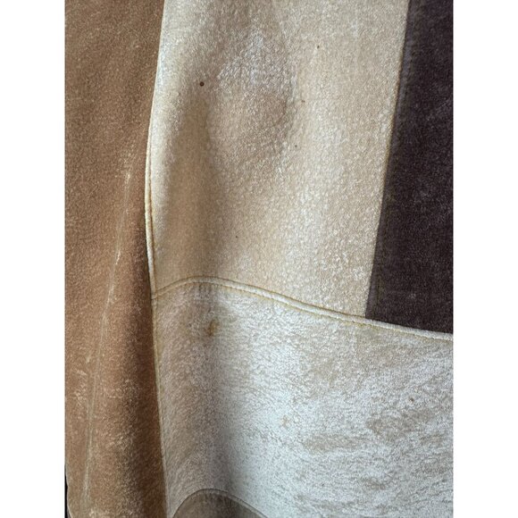 VTG 80s Koman Sport Patchwork Sweater Brown & Tan Ribbed Knit Mens L Blemish - Picture 4 of 16